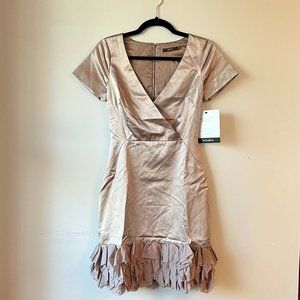 Reiss Mauve Champagne Ruffled Hem Dress Size US 2